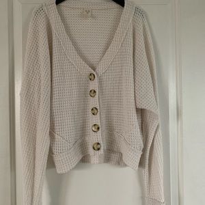 Free People | We The Free Button-Down Waffle Knit Top Dog Cardigan